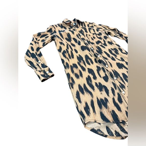 Emily Phillips Nashville TN CHEETAH LINEN GIRLFRIEND MINI DRESS Size Small - Picture 4 of 13